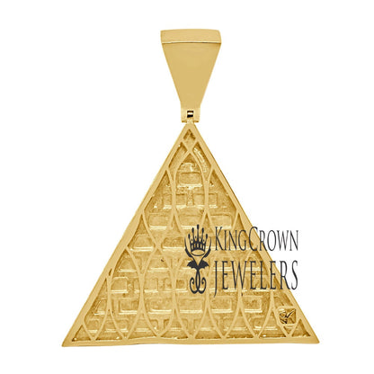Genuine Diamond Custom Piece 10K Gold Finish Egyptian Pharaoh King Tut Pyramid Charm Pendant