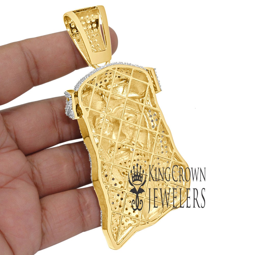 Big XL 4'' Real Yellow Gold Sterling Silver Jesus Holy Face Piece Pendent Charm