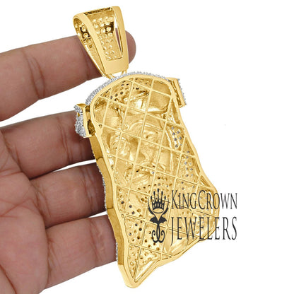Big XL 4'' Real Yellow Gold Sterling Silver Jesus Holy Face Piece Pendent Charm