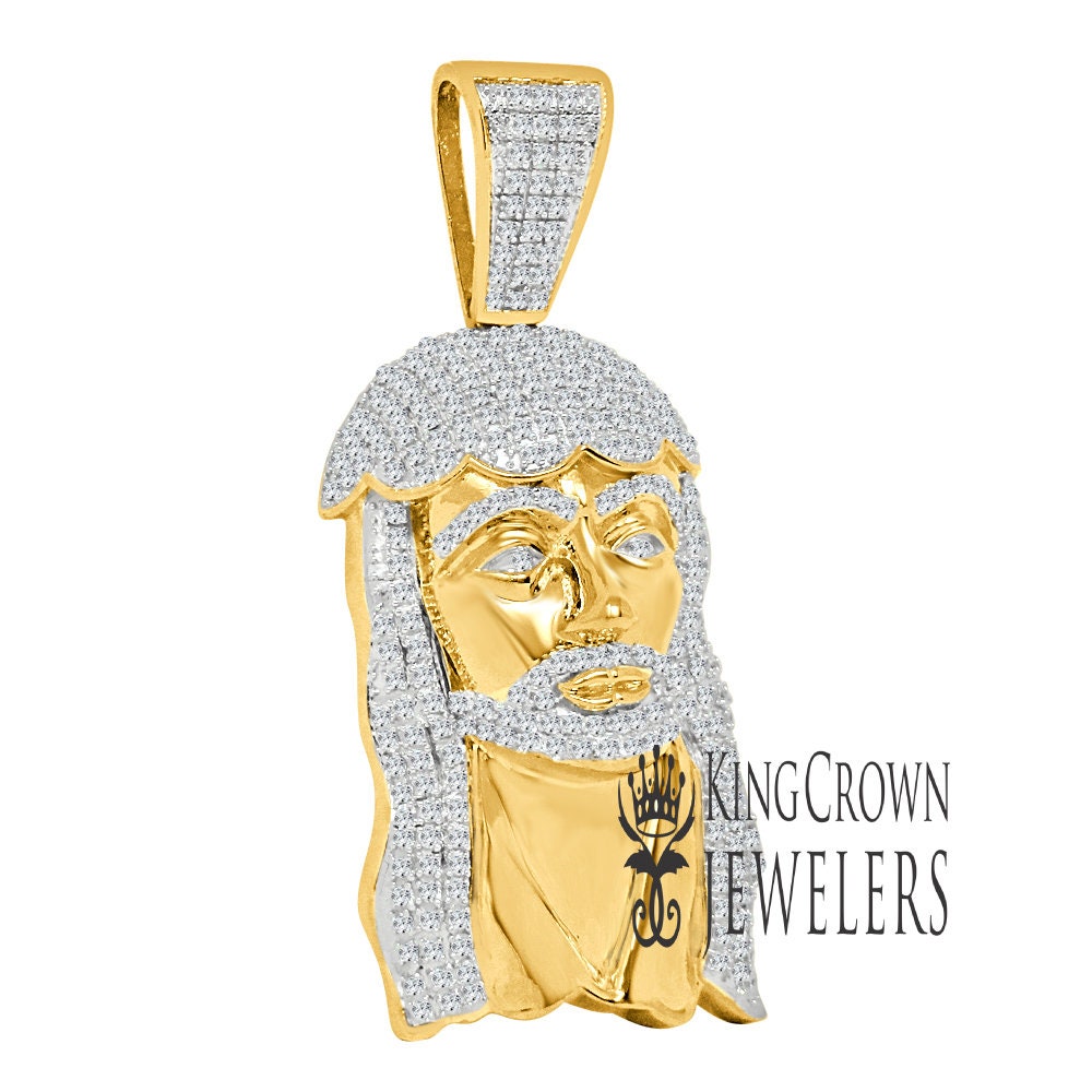 Real Yellow Gold Sterling Silver Jesus Holy Face Piece Pendent Charm XL 3.85''
