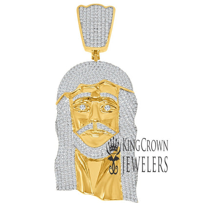 64+ Grams Big Jumbo 4'' Real Yellow Gold Sterling Silver Jesus Holy Face Piece Custom Pendent Charm