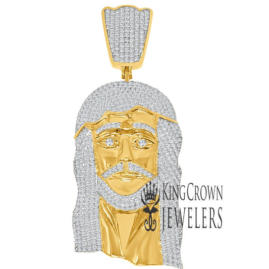 64+ Grams Big Jumbo 4'' Real Yellow Gold Sterling Silver Jesus Holy Face Piece Custom Pendent Charm