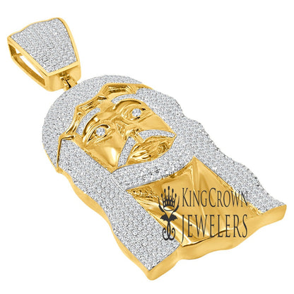 64+ Grams Big Jumbo 4'' Real Yellow Gold Sterling Silver Jesus Holy Face Piece Custom Pendent Charm
