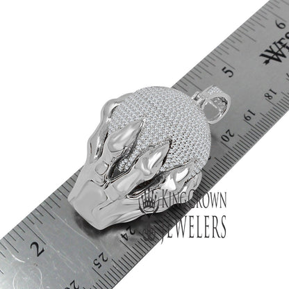 Mens Real White Gold Sterling Silver "World On My Hands" Pendant Diamond Charm