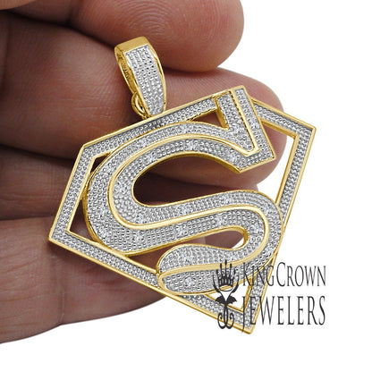 Real Genuine Authentic Diamond Custom Designer Charm 10K Gold Finish Pendent 1.80''
