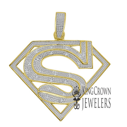 Real Genuine Authentic Diamond Custom Designer Charm 10K Gold Finish Pendent 1.80''