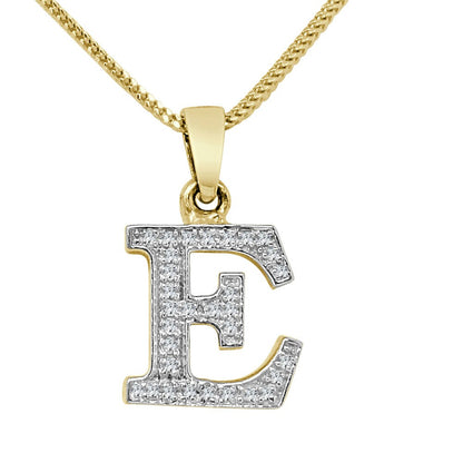 10k Real Yellow Gold Genuine Authentic Diamonds Alphabet A-Z Initial Letters Mini Small Charm Pendent + Free Chain Neckless