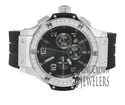 Mens Solid Full Stainless Steel Turnish Free Simulated Diamond Chronograph White Gold Tone Watch 50mm W/Date