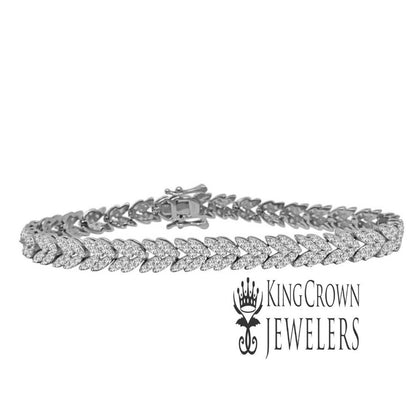 Real White Gold On Pure Sterling Silver Round Cut Simulated Diamond Tennis Bracelet Unisex 7''