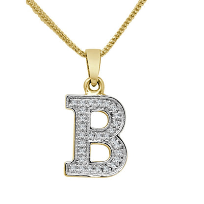 10k Real Yellow Gold Genuine Authentic Diamonds Alphabet A-Z Initial Letters Mini Small Charm Pendent + Free Chain Neckless