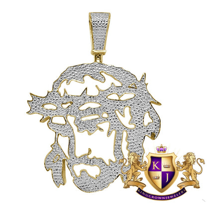 Real Genuine Authentic Diamond Jesus Piece Christ Face Pendent Charm 10K Yellow Gold Finish 2.35''