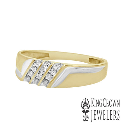 New Men's 0.13 ctw Genuine Real Natural Diamond 10k Yellow Gold Wedding Ring Band Size 10
