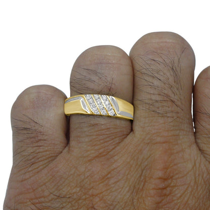 New Men's 0.13 ctw Genuine Real Natural Diamond 10k Yellow Gold Wedding Ring Band Size 10