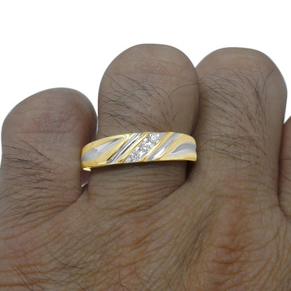 New Men's .06 cttw Genuine Real Diamond 10k Yellow Gold Channel Wedding Anniversary Ring Band Size 10