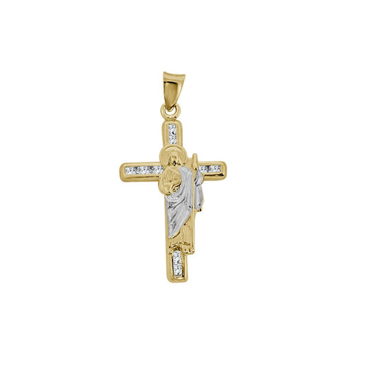 unisex marked 10k yellow gold 100% authentic cross saint jude mini charm pendant