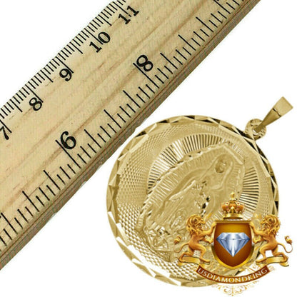 Big Bold 2" Men's Mother Mary Medallion 10k 100% Real Yellow Gold Charm Pendant