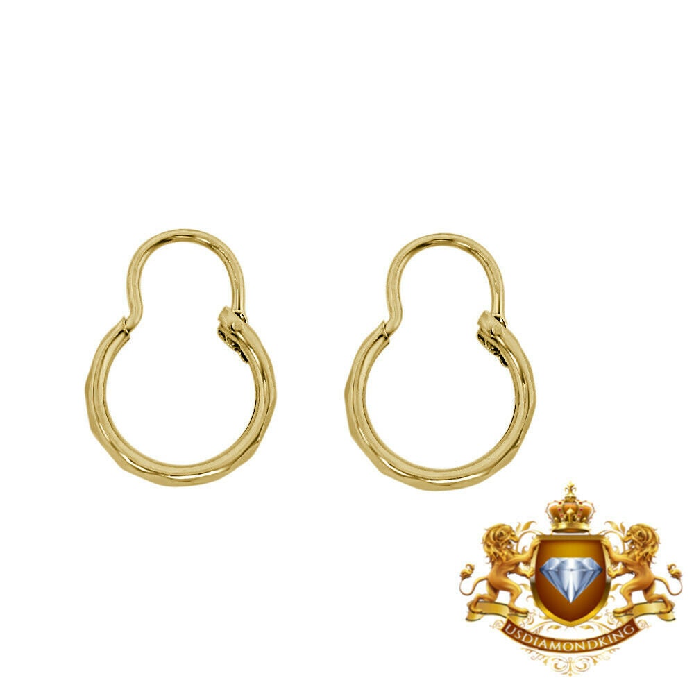 Ladies Girls 10k Yellow Real Authentic Gold D/Cut Huggies Earrings Loops Hoops