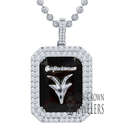 Unisex Lucky Zodiac Sign Birthstone Astrology Charm Necklace Simulated Diamond 14K White Gold Finish Good Luck Pendent Chain Set