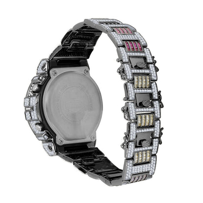 Mens Baguette Multi Rainbow Black Gold Casio G Shock Authentic DW-6900 Custom Digital  2 Tone Watch