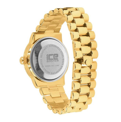Blue Face Dial 14K Gold Tone Day/Date Function Steel Back Metal Band Mens Watch