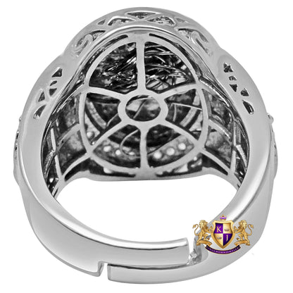 Mens Real Genuine Diamond Masonic Free Mason G Compass Pinky Ring Band 10K White Gold Finish