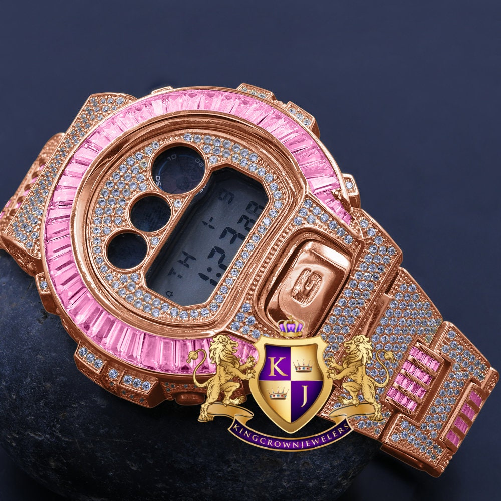 Baguette Soft Baby Pink Rose Gold Casio G Shock Authentic DW-6900 Custom Watch