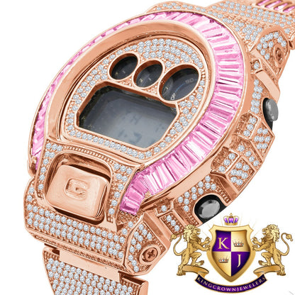 Baguette Soft Baby Pink Rose Gold Casio G Shock Authentic DW-6900 Custom Watch