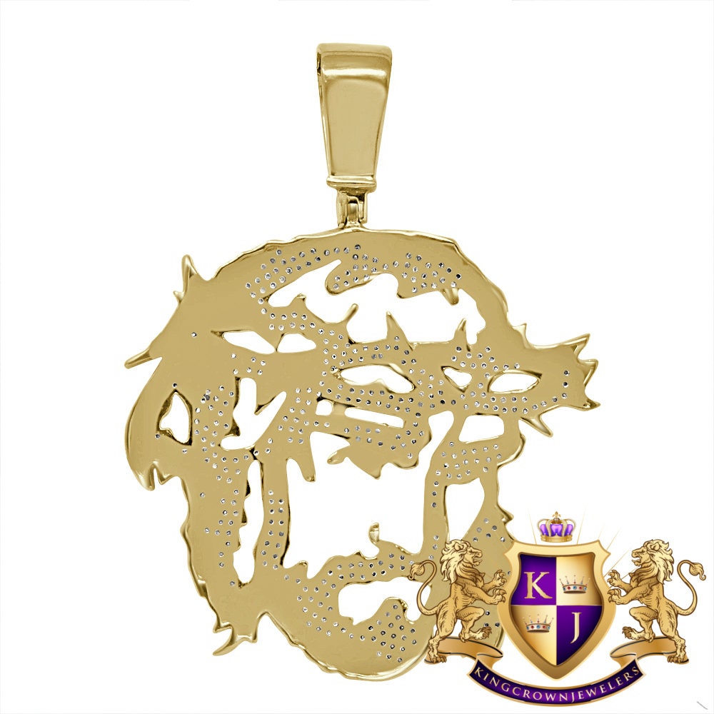 Real Genuine Authentic Diamond Jesus Piece Christ Face Pendent Charm 10K Yellow Gold Finish 2.35''