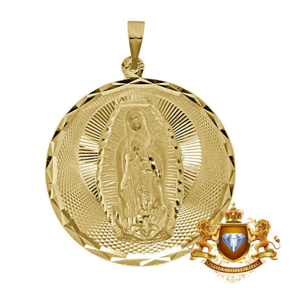 Big Bold 2" Men's Mother Mary Medallion 10k 100% Real Yellow Gold Charm Pendant