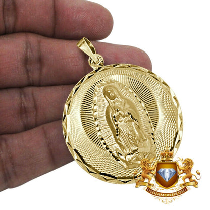 Big Bold 2" Men's Mother Mary Medallion 10k 100% Real Yellow Gold Charm Pendant