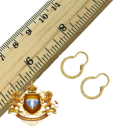 Ladies Girls 10k Yellow Real Authentic Gold D/Cut Huggies Earrings Loops Hoops