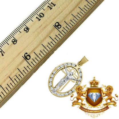 Unisex Men's Ladies 10k Yellow Gold Crucifix Cross Jesus Oval Charm Pendant New