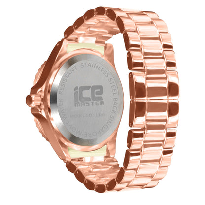 Men's Fully Bling Rose Copper Pink Finish Bling Master Simulated Diamond Watch