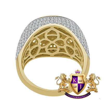 Mens 10K Yellow Gold On Real Genuine Sterling Silver Simulated Diamond Star Shape Ring Band