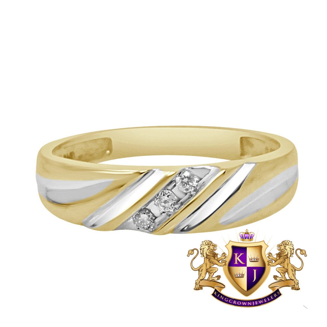 New Men's .06 cttw Genuine Real Diamond 10k Yellow Gold Channel Wedding Anniversary Ring Band Size 10
