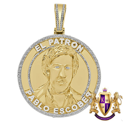 Men's Real Genuine Authentic Diamond 29 + Grams EL Patron Pablo Escobar Custom Pendent Charm Medallion 2.25''
