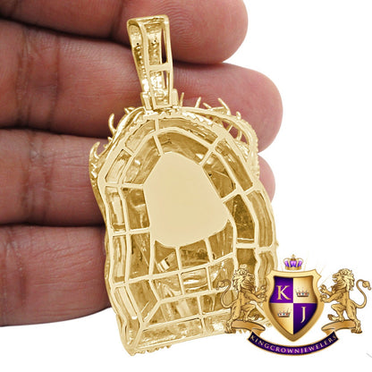 Mens Real Genuine Natural Diamond Jesus Face Piece 10K Yellow Gold Finish Pendent Charm 2.25''
