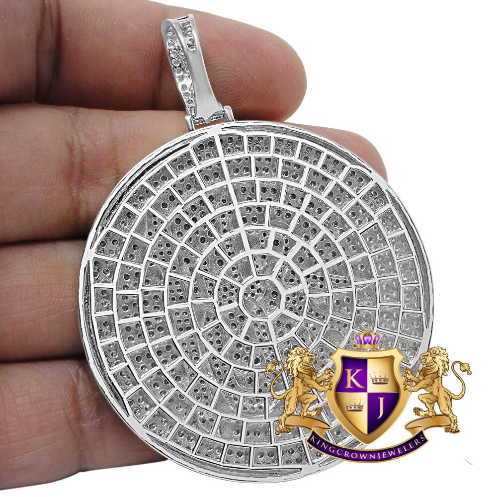 Big 2.85 '' 10K White Gold Over Real Sterling Silver Jesus Face Piece Custom Pendant Charm Medallion