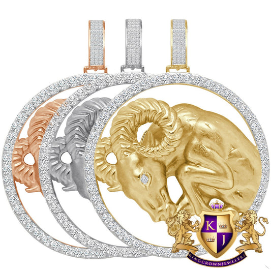 3D XL 2.75'' Genuine Sterling Silver Aries Ram Lucky Zodiac Sign Astrology Horoscope Pendent Charm
