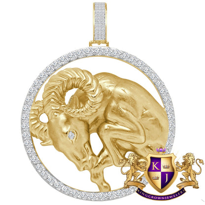 3D XL 2.75'' Genuine Sterling Silver Aries Ram Lucky Zodiac Sign Astrology Horoscope Pendent Charm