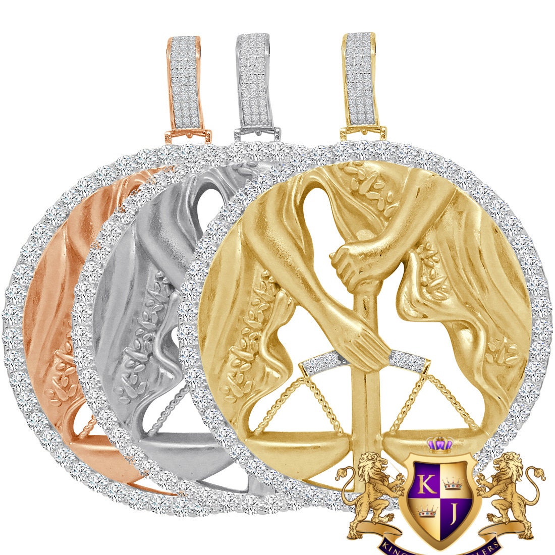 3D XL 2.75'' Genuine Sterling Silver Libra Scales Lucky Zodiac Sign Astrology Horoscope Pendent Charm