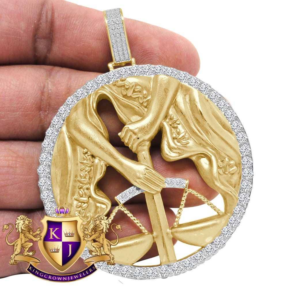 3D XL 2.75'' Genuine Sterling Silver Libra Scales Lucky Zodiac Sign Astrology Horoscope Pendent Charm