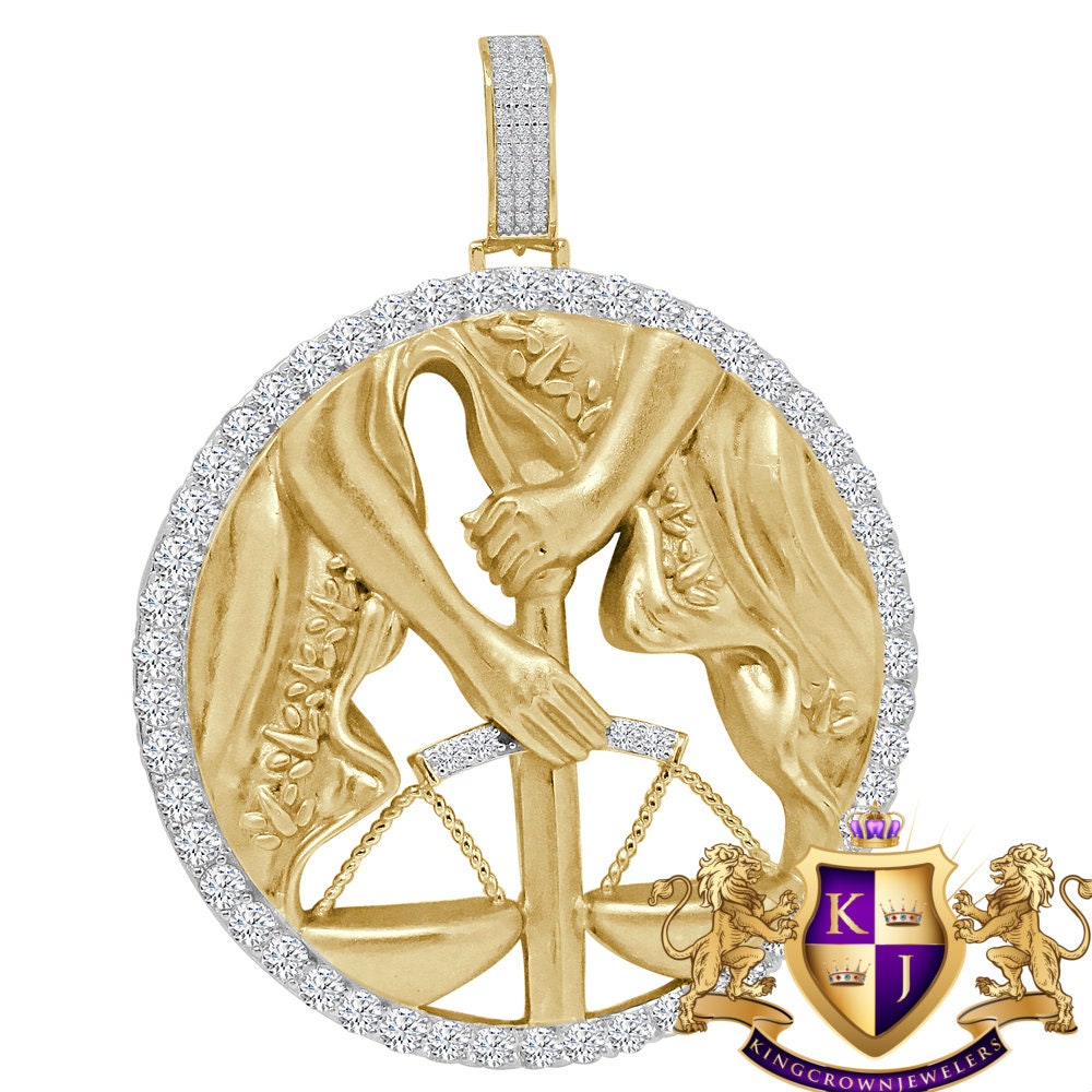 3D XL 2.75'' Genuine Sterling Silver Libra Scales Lucky Zodiac Sign Astrology Horoscope Pendent Charm
