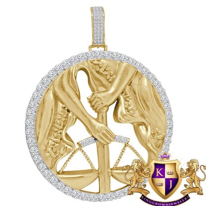 3D XL 2.75'' Genuine Sterling Silver Libra Scales Lucky Zodiac Sign Astrology Horoscope Pendent Charm