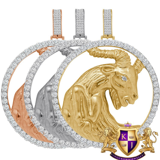 3D XL 2.75'' Genuine Sterling Silver Capricorn Horse Lucky Zodiac Sign Astrology Horoscope Pendent Charm Medallion