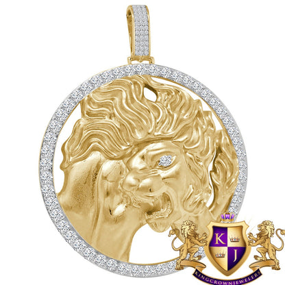 3D XL 2.75'' Genuine Sterling Silver Leo Lion Lucky Zodiac Sign Astrology Horoscope Pendent Charm Medallion