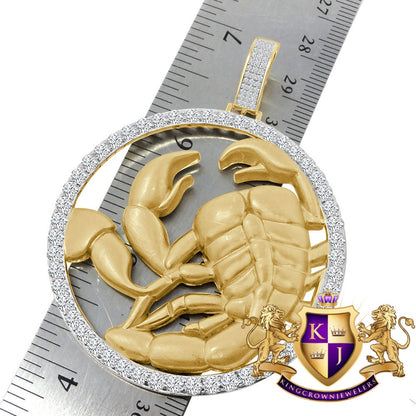 3D XL 2.75'' Genuine Sterling Silver Scorpio Lucky Scorpion Zodiac Sign Astrology Horoscope Pendent Charm Medallion