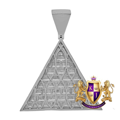 Real Genuine Diamond 10K White Gold Finish Egyptian Pharaoh King Tut Pyramid Charm Pendent  xl 2.75''