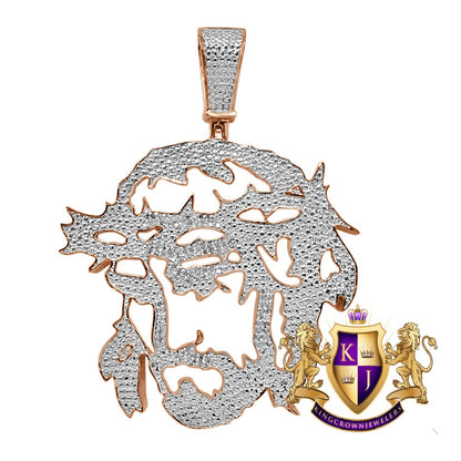 Real Genuine Authentic Diamond Jesus Piece Christ Face Pendent Charm 10K Rose Gold Finish 2.35''