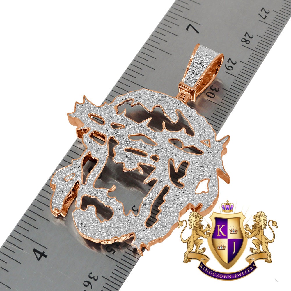 Real Genuine Authentic Diamond Jesus Piece Christ Face Pendent Charm 10K Rose Gold Finish 2.35''